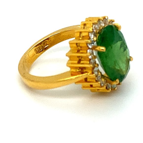 Certified Tsavorite 6.08ct Diamonds 22K Gold Ring - Picture 3 of 10